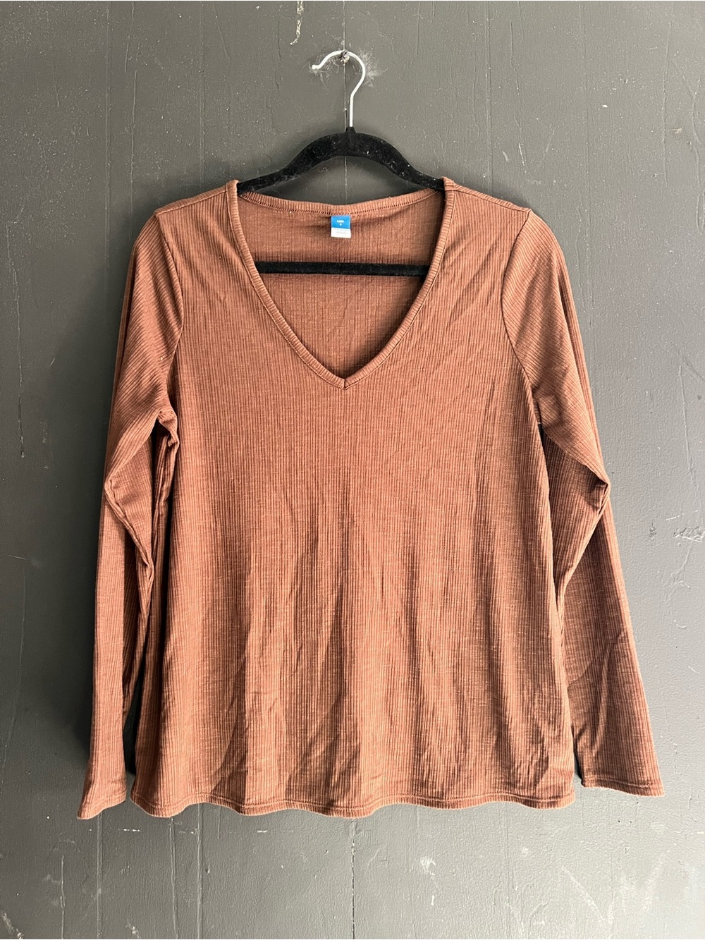 Old Navy Ribbed V-Neck Long-Sleeve Top - Brown